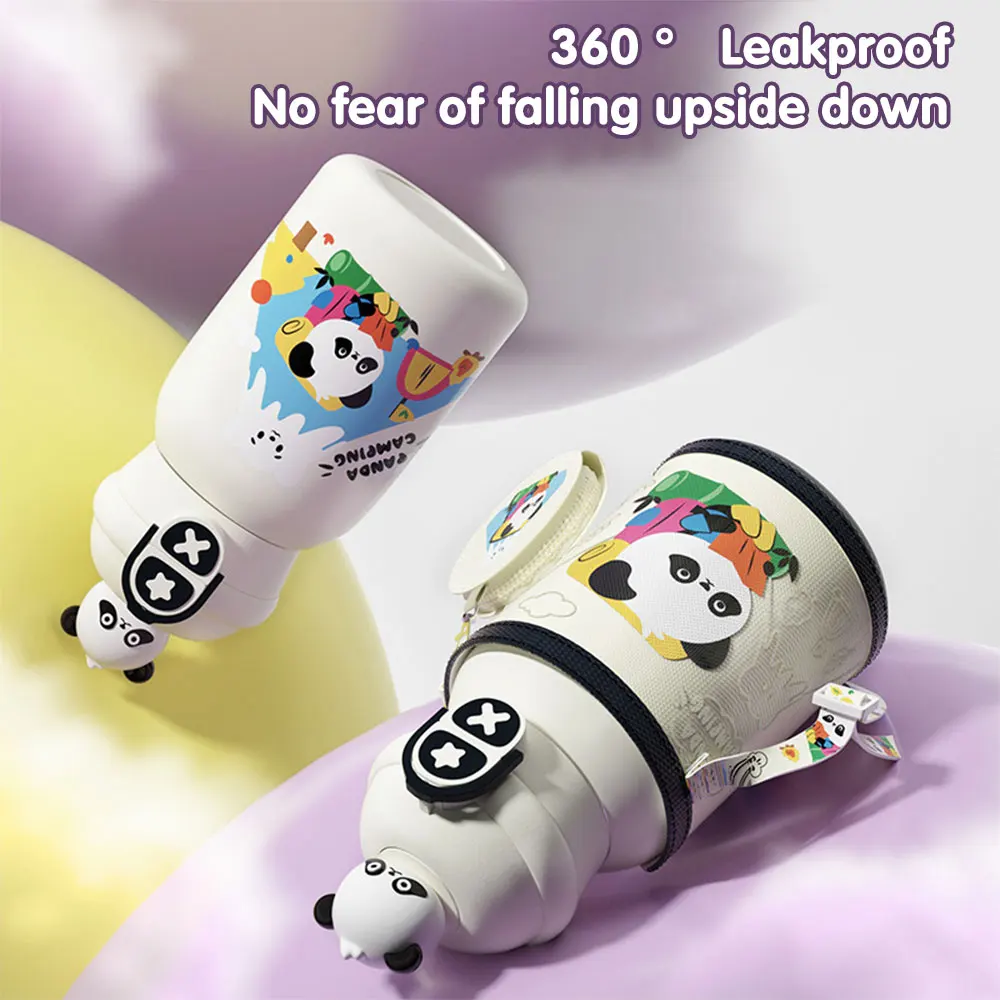 550ML Cute Kids Thermos Bottle Stainless Steel Vacuum Insulated Bottle with Straw Children Water for School Thermos Mugs