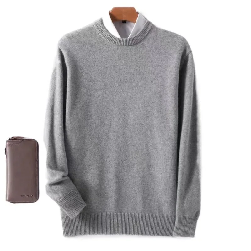 2024 Autumn/Winter New Men's Business Casual Round Neck Thin Knitted Pullover Sweater Warm and Fashionable High Quality Knitted 5