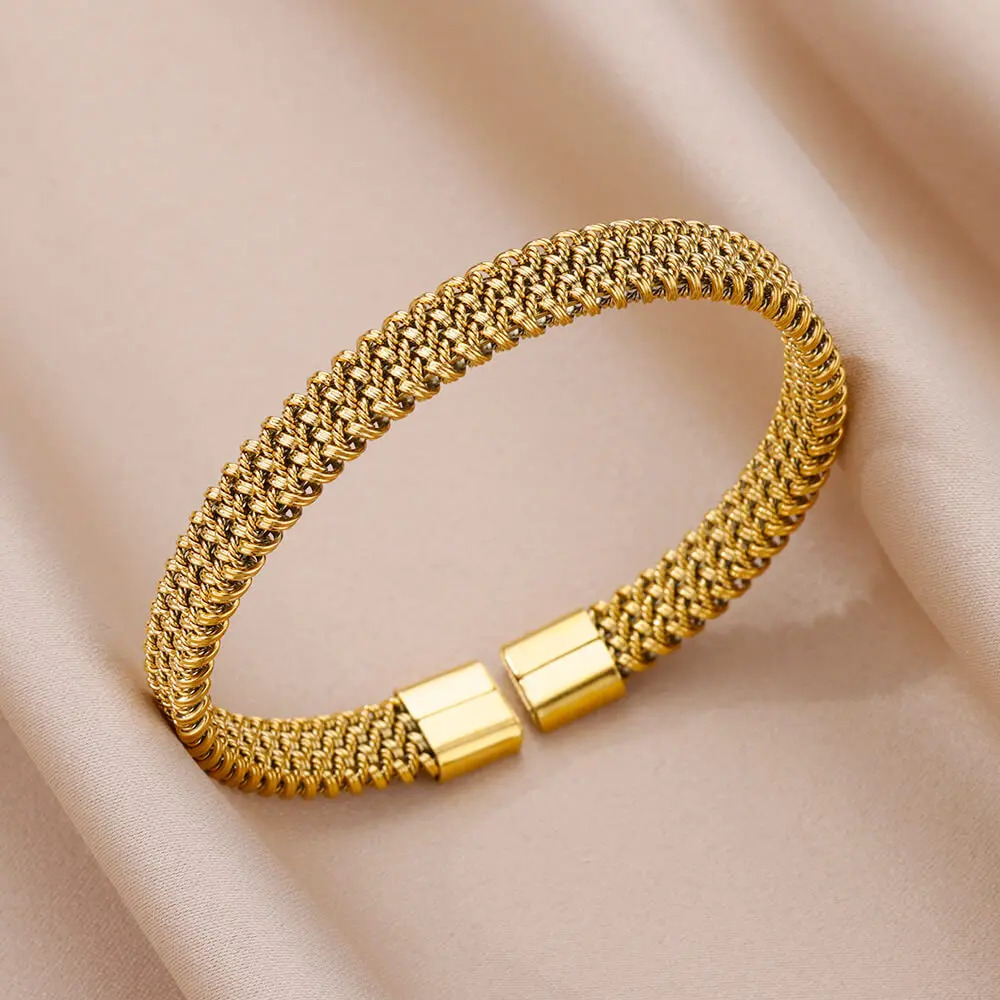 Bangle Bracelet Stainless Steel Bracelet Stainless Steel Bangle Bracelets for Women Men Gold Color Luxury Bracelet Femme New Trend Jewelry pulseras mujer bijoux