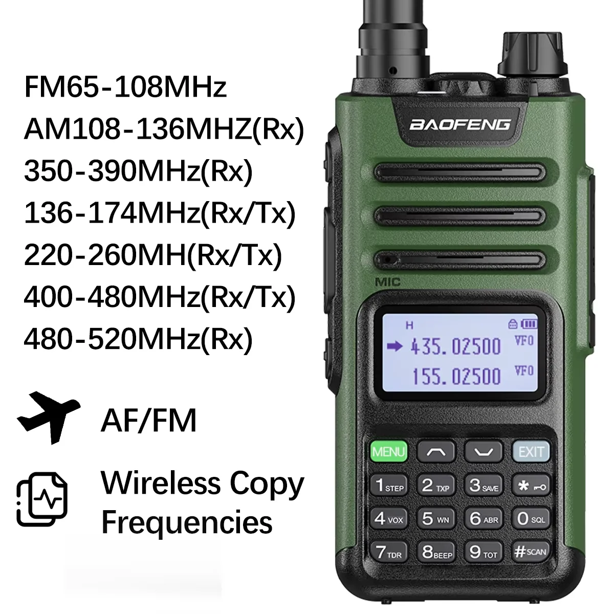 Baofeng M-13 Pro V2 Air Walkie-Talkie mit großer Reichweite, drahtloser Frequenzkopie, Mehrband-NOAA-Typ-C-AM-Zweiwegradio_voghion.com