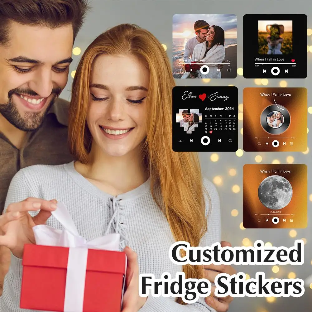Description Picture 2 of itemCustomized Music Album Magnet Fridge Stickers Personalized Fridge Built-In Music Player Can Play Songs Christmas Gifts Decor
