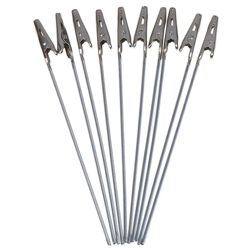 10pcs 15cm Length Non-insulated Electric Test Crocodile Clamp Metal Alligator Clips Silver Tone For Electric Testing Work