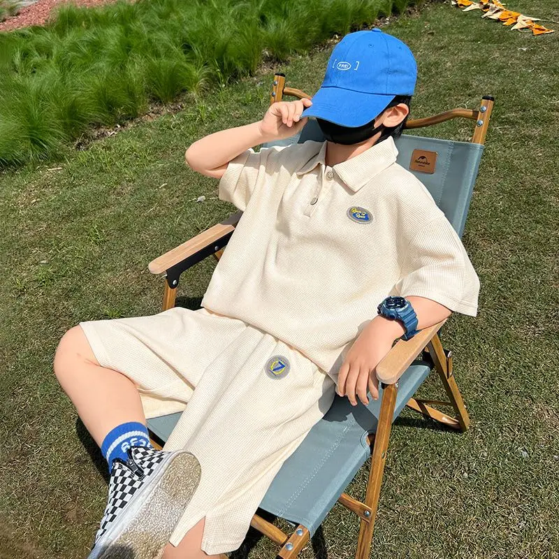 

New Summer Boys Clothing Sets Children shirt Short Sleeve +Pants Set Two Pieces Set Kids Big Boys Clothes 6 8 10 12 14 Years