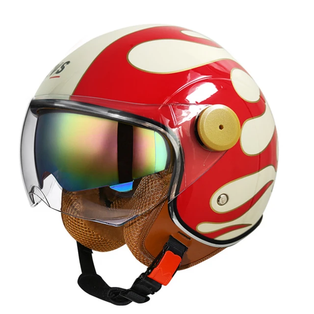Lightweight Vintage Motorcycle Helmet With Dual Visor Motorbike Riding 3/4 Open Half Helmet Retro Casco Moto 3C & Dot 4