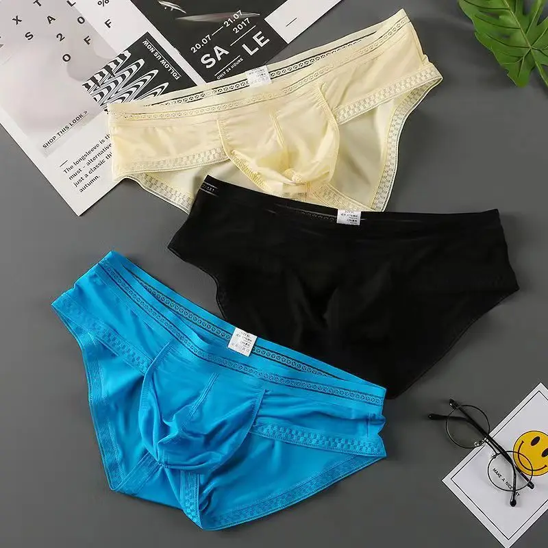 Cheap 1PC Breathable Underwear Panties Boxers Translucent Ice Silk