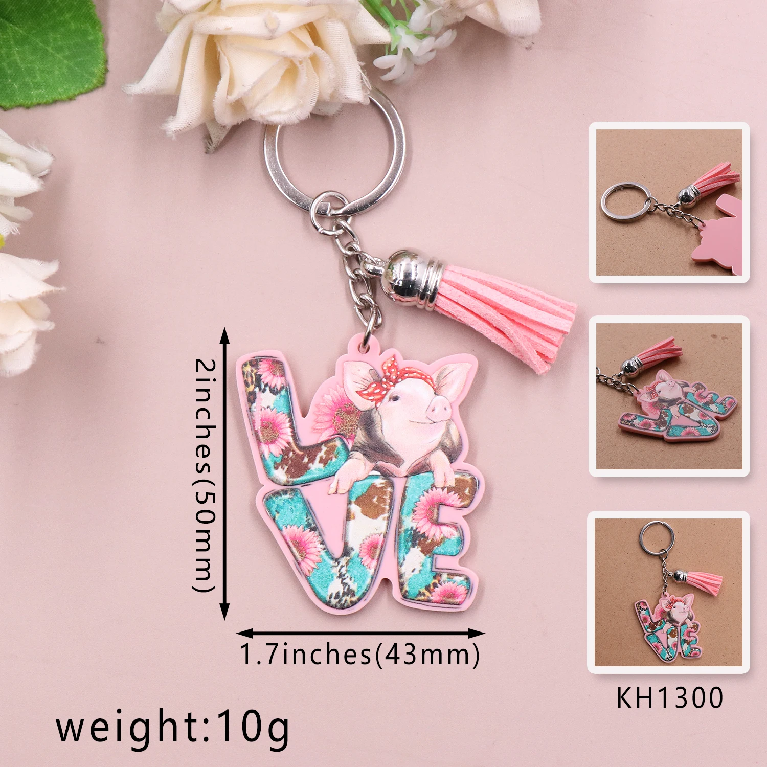 1piece New product CN LOVE pig TRENDY Valentine's Day  Acrylic Keychain