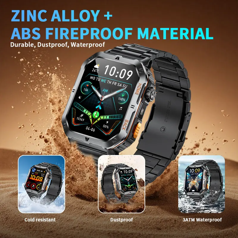 LIGE Outdoor Sports Fitness Tracker Smart Watch 2.01 inch HD Screen LED Flashlight Bluetooth Call Smartwatch Men For Android IOS