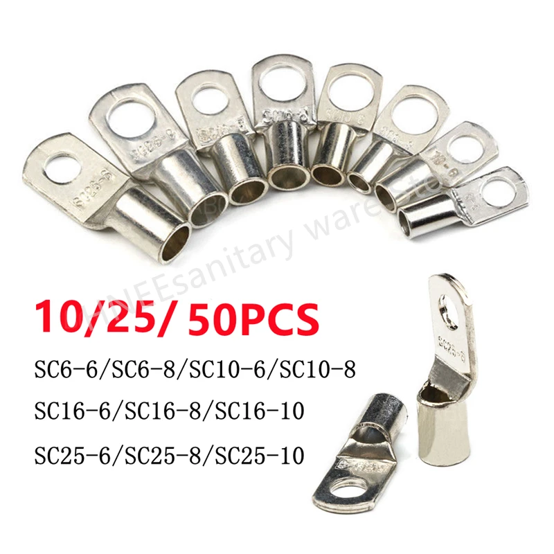 SC-Drahtkabelschuh-Set – SC35, SC50, SC70, SC95 Aus Blankem Kupfer, Loch-Ø 6–12 Mm, Für Batteriepol Und Crimpverbinder