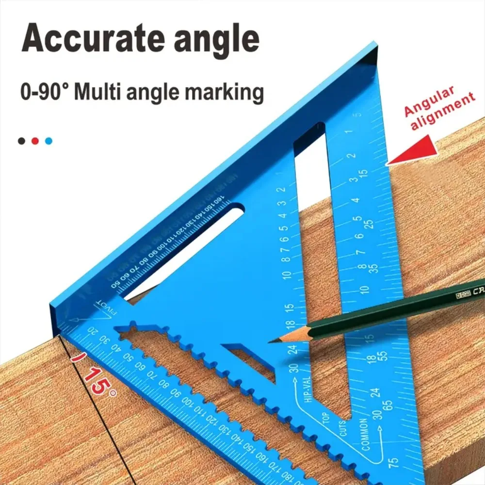 7''/12'' Metric High-Precision Aluminum Alloy Woodworking Triangle Ruler with Right Angle Protractor & Portable Marking Gauge