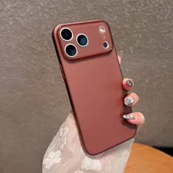 Sleek Frosted Clear Shockproof TPU Phone Case with Matte Finish - iPhone 15 (Red)