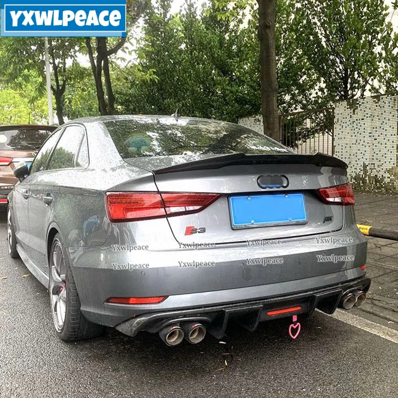 

For Audi A3 S3 4 Door Sedan 2014-2019 High Quality ABS Plastic Unpainted Color Rear Trunk Lip Spoiler Body Kit Accessories