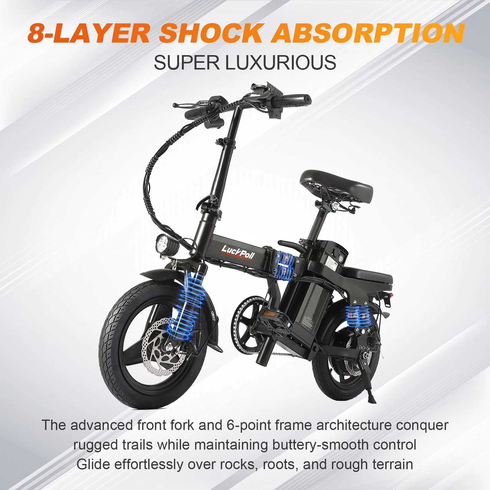 Foldable Ebike for Adults, 2000W/1000W, 40/28MPH, 52V 25Ah, 48V 15Ah, 60-80 Miles Range 14" Commuter Adult Electric Bicycle