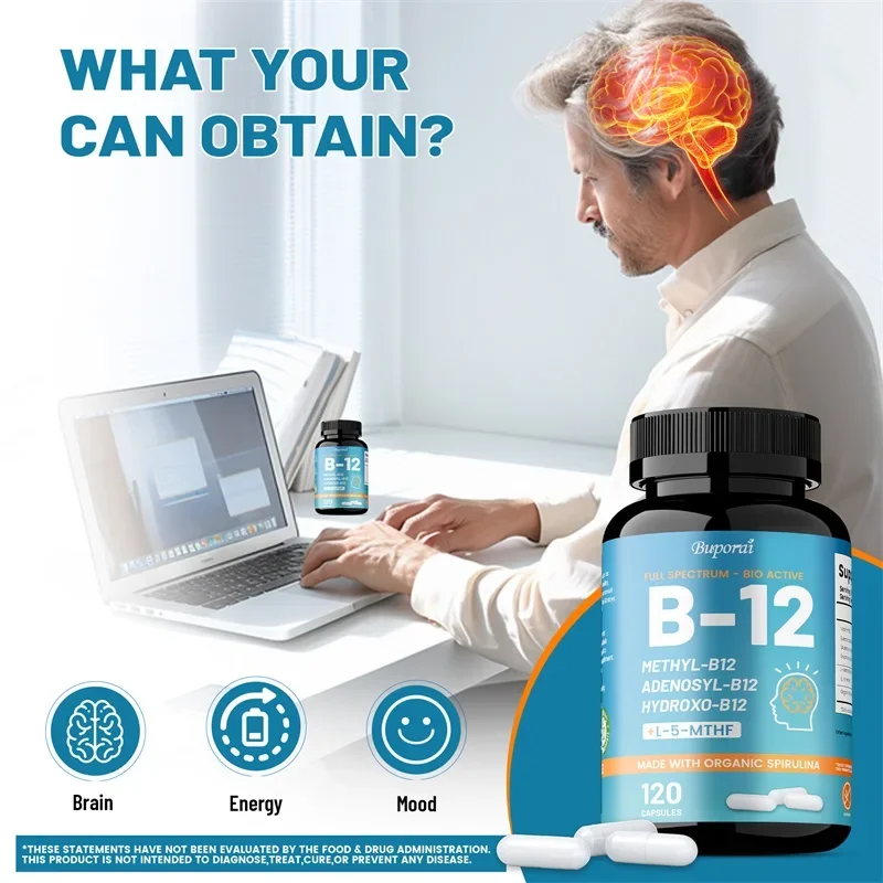 Vitamin B12 - Supports Energy Metabolism, Nervous System, Cell Health, Heart, Immunity and Red Blood Cell Formation