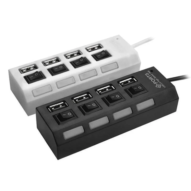 High-Speed 7/4 Port LED USB Hub with Multi-Port Power and ON/OFF Switch