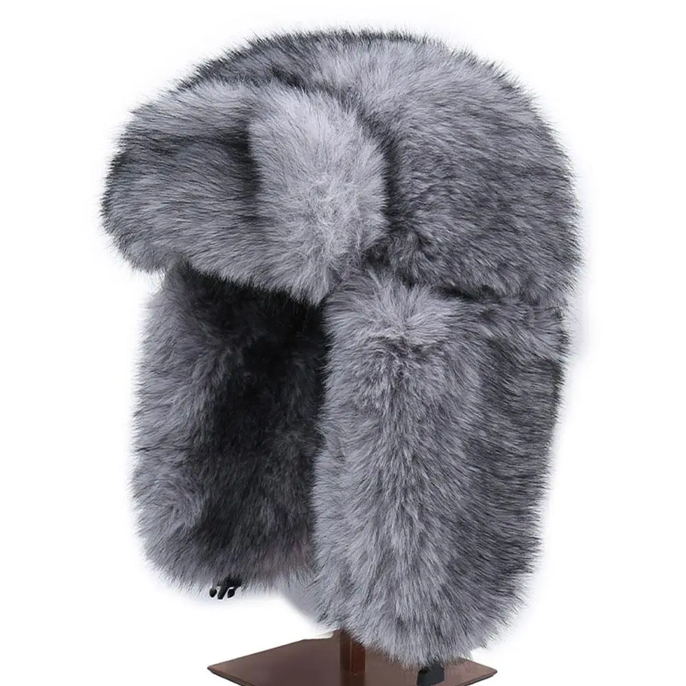 Luxury Russian Faux Fur Hat Women Ushanka Winter Warm Snow Bomber Cap Plush Furry Earflap Trapper Hats Cold Weather Warm Hat Y2K