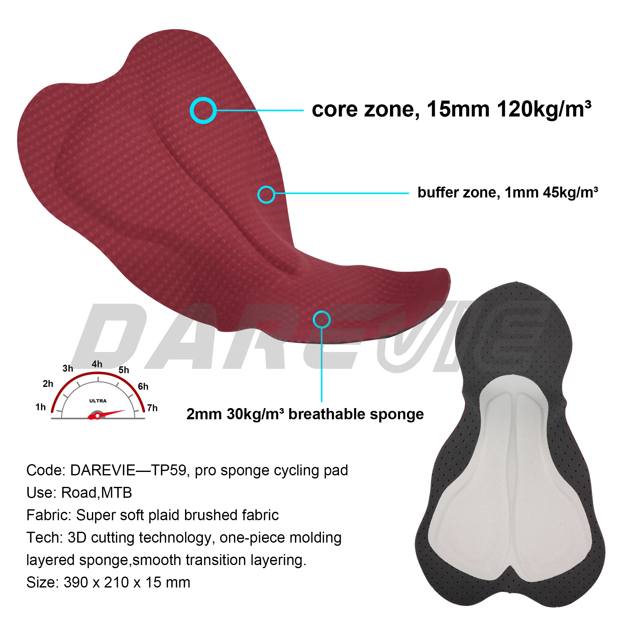 DAREVIE Rothaíocht na bhFear Bretelle Men Gan uaim Shorts Rothaíochta 6H 500KM Taistil Bib Shorts Rothaíochta na bhFear Pro Men Rothaíochta Shorts Mná