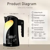 Fashome Electric Kettle 1300W 1.25L Stainless Steel Electric Tea Kettle Temperature Control Kitchen Coffee Water Kettle Pot 2