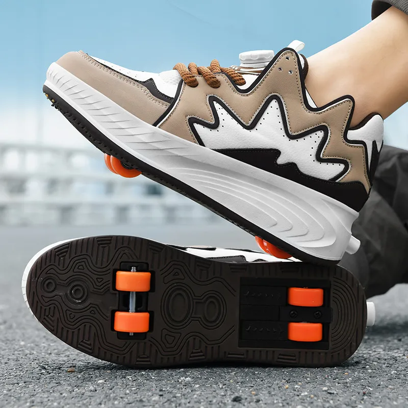 Four Wheels Girls Children Shoes Fashion Boys Sneakers Swivel Button Breathable Women & Kids Roller Skates Size 29-42
