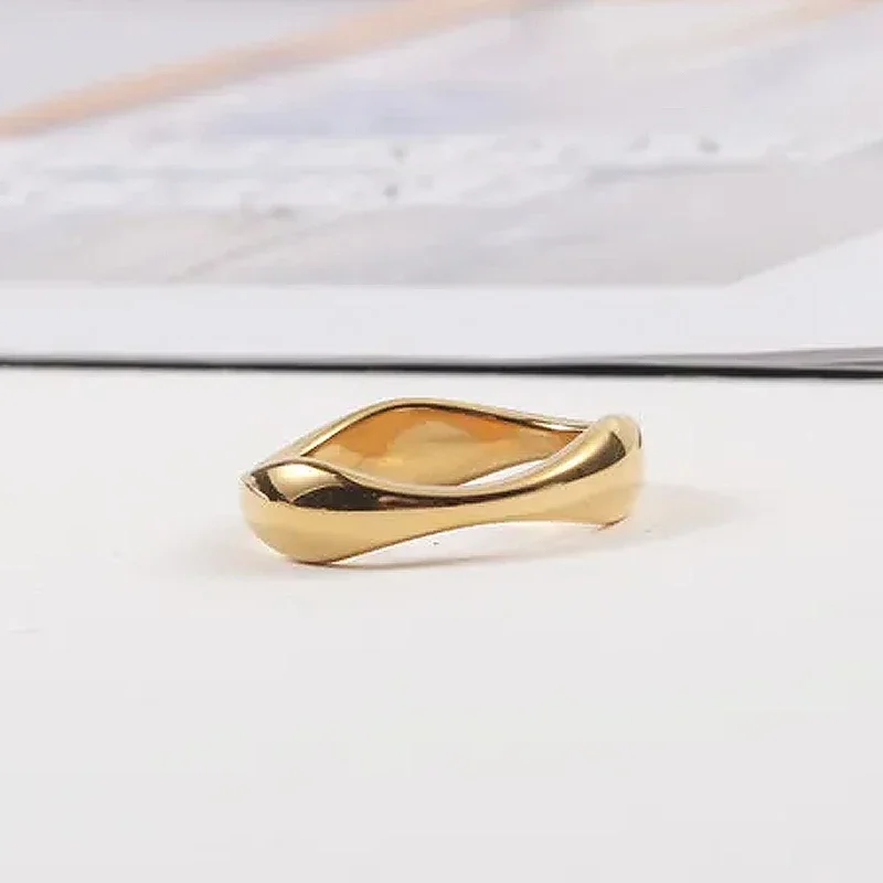 New Arrival Jewelry Geometric Stainless Steel Irregular Wavy Finger Ring for Women 6