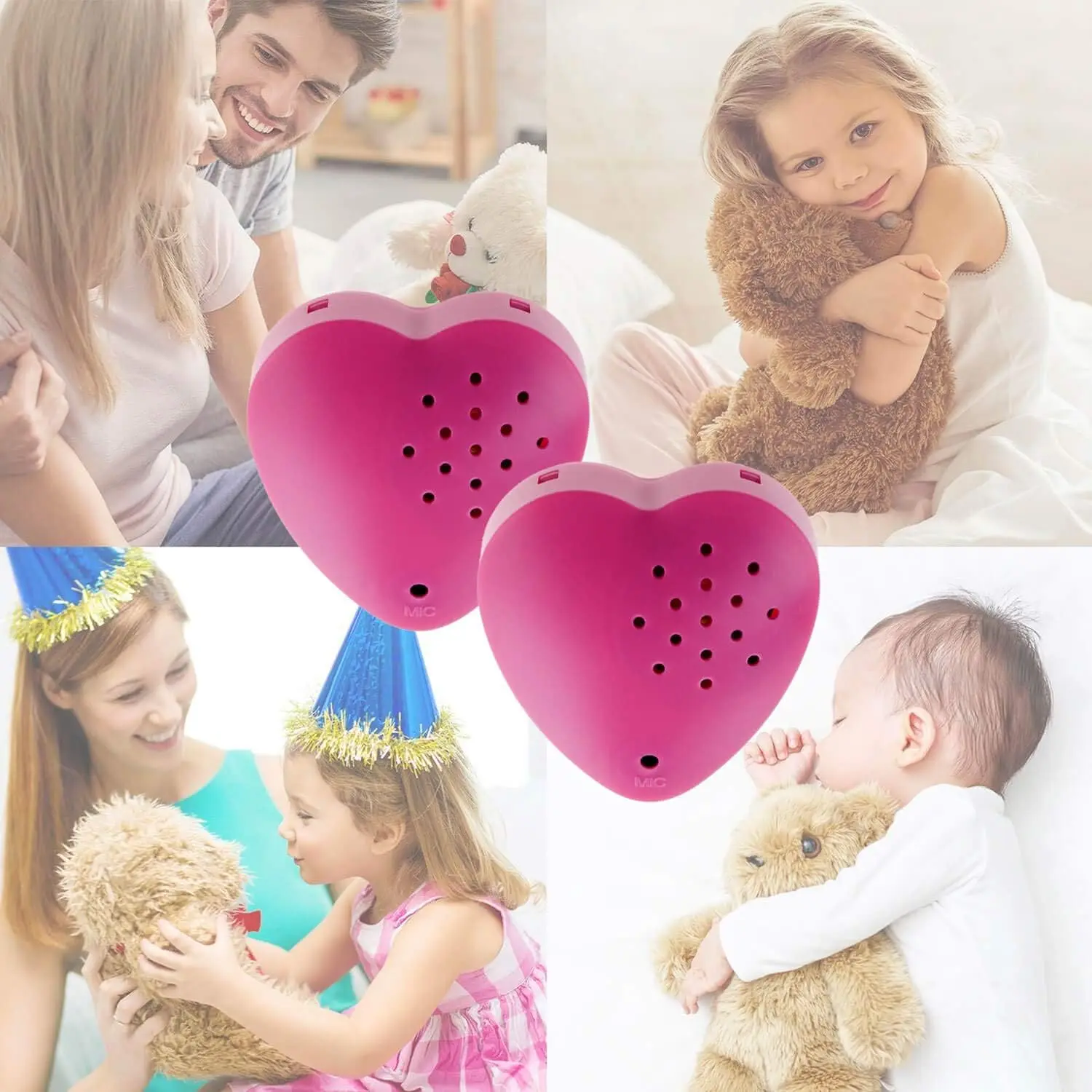 

2 Pcs Heart Shaped Voice Recorder Mini Recorder Programmable Sound Button 30 Seconds Recording For Plush Toy Stuffed Doll