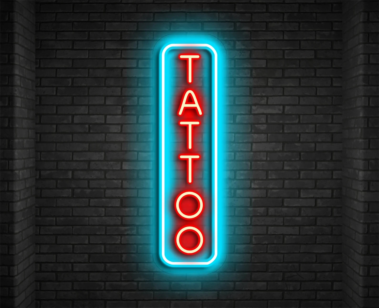 Tattoo and piercing parlor glowing neon signboard with rose emblem flower  symbol in circle frame with text vector  CanStock