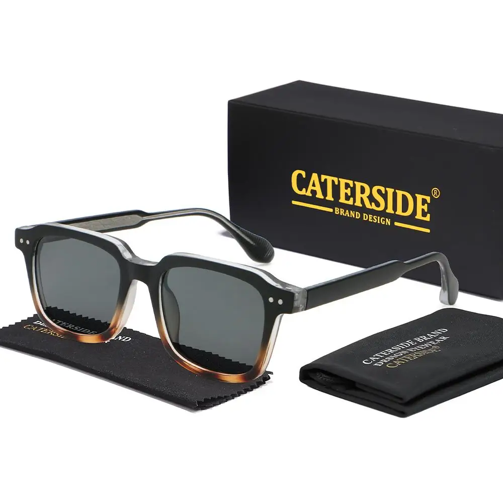 CATERSIDE Männer Sport Mode Sonnenbrillen Quadratischen Rahmen Frauen Retro Outdoor Reise Blackout Suneyeglass Urlaub Geschenk Gläser UV400 – Detail 7