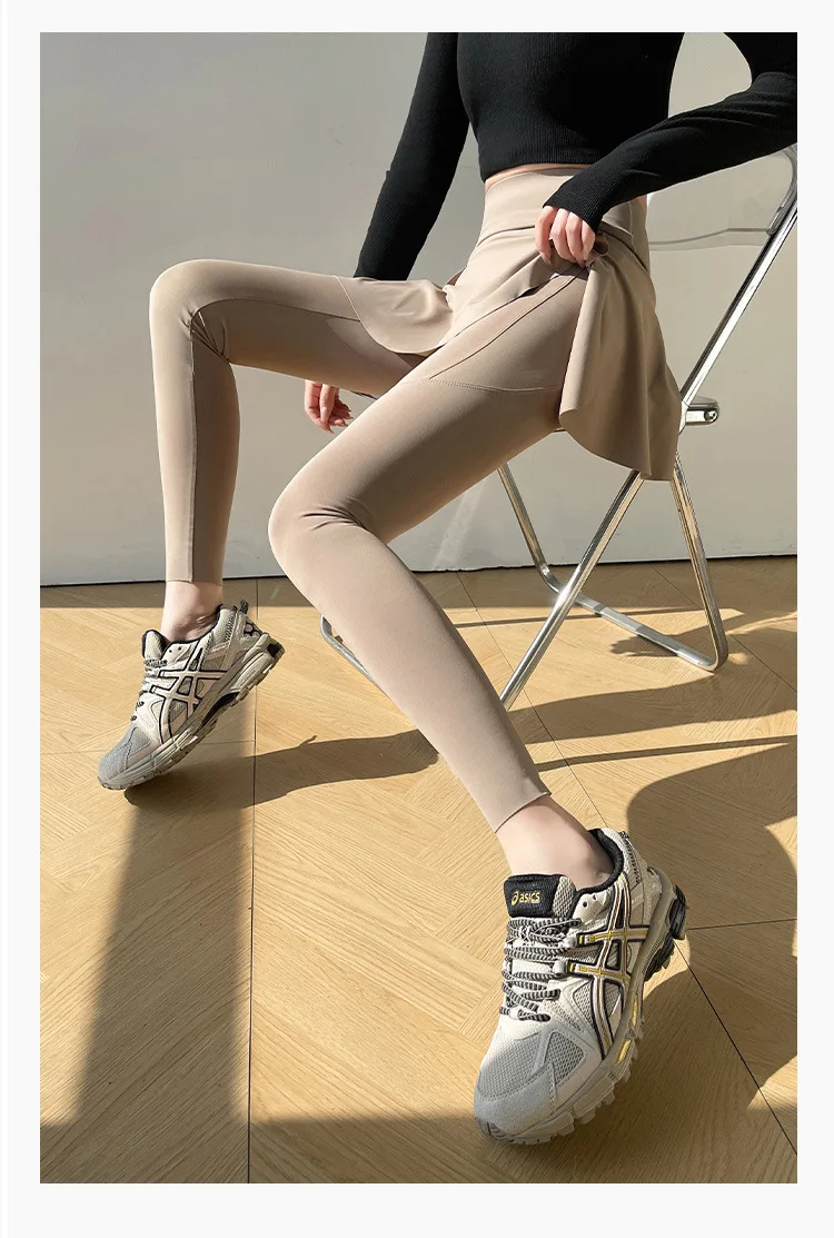 Neue frauen Eine Gefälschte Zwei Culottes Laufen Fitness Leggings Hohe Taille Abnehmen Yoga Casual Hosen Butt Lift Sexy Leggins push-Up – Detail 15