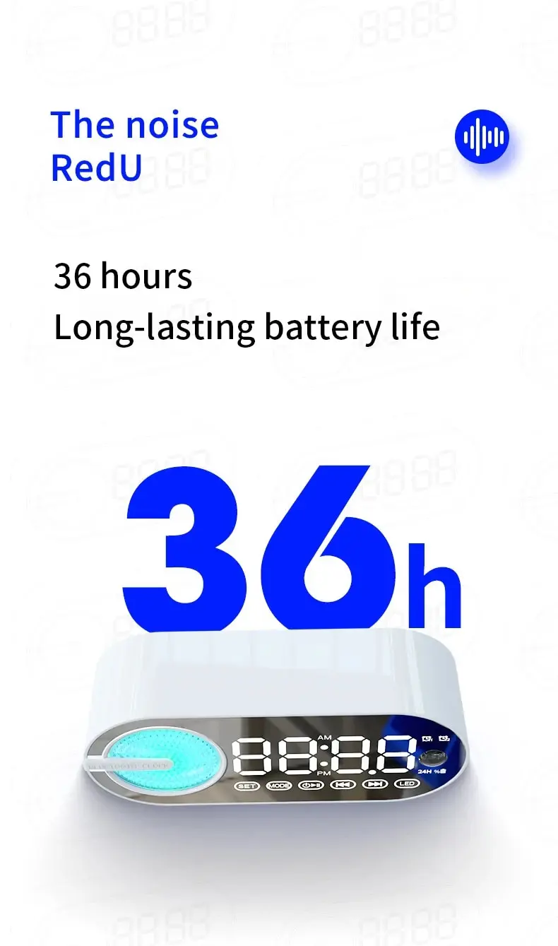 Wireless Bluetooth Speaker With Mirror Led Digital Alarm Clock_voghion.com