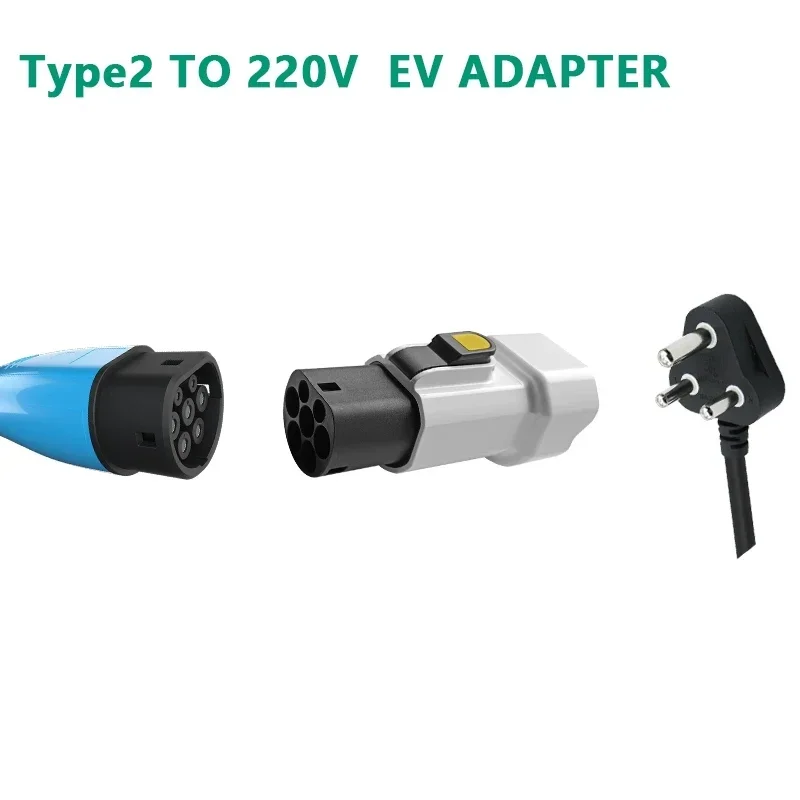 New Portable 220V Type 2 Male Plug to South African socket Socket EV Charging Adapter For EV Charger Connector