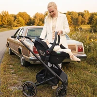 Système de poussette de voyage 4-en-1 BabyVoyage avec siège auto, base ISOFIX, poussette haute pour nouveau-né, nacelle et fonction 360° °   Conception réversible et pliable 7
