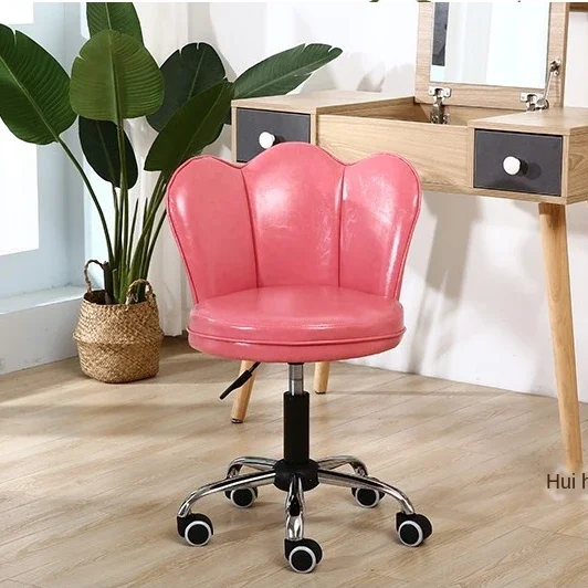 Modern Rotating Makeup Chair Lifting Office Chair with Wheels PU and Metal Beauty Home Furniture Adjustable Swivel