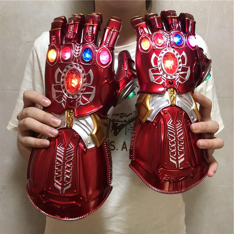 Marvel Thanos Gloves Iron Man Glove 1:1 Infinite Stone Superhero Weapen Gold Gauntlet LED Light Captain America Cosplay Kid cosplay prop cosplay toy