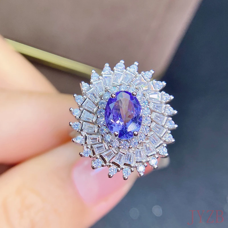 

2022 New 5A100% natural 1.5CT Tanzanite, 925 sterling silver, luxury fashion goddess must have