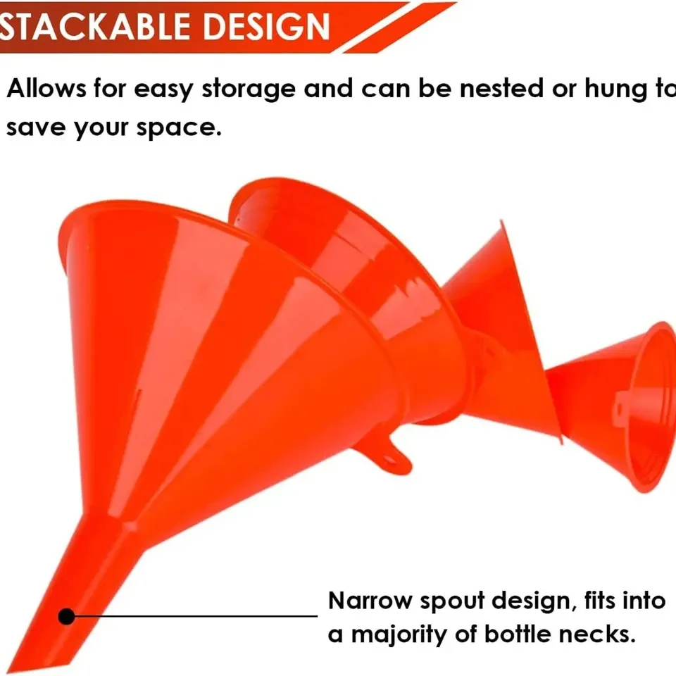 Car Plastic Funnels Refueling Gasoline Funnels Tools Oil Filling Equipment 4 Pack Car Motorcycle Refuel Filling Small Funnel