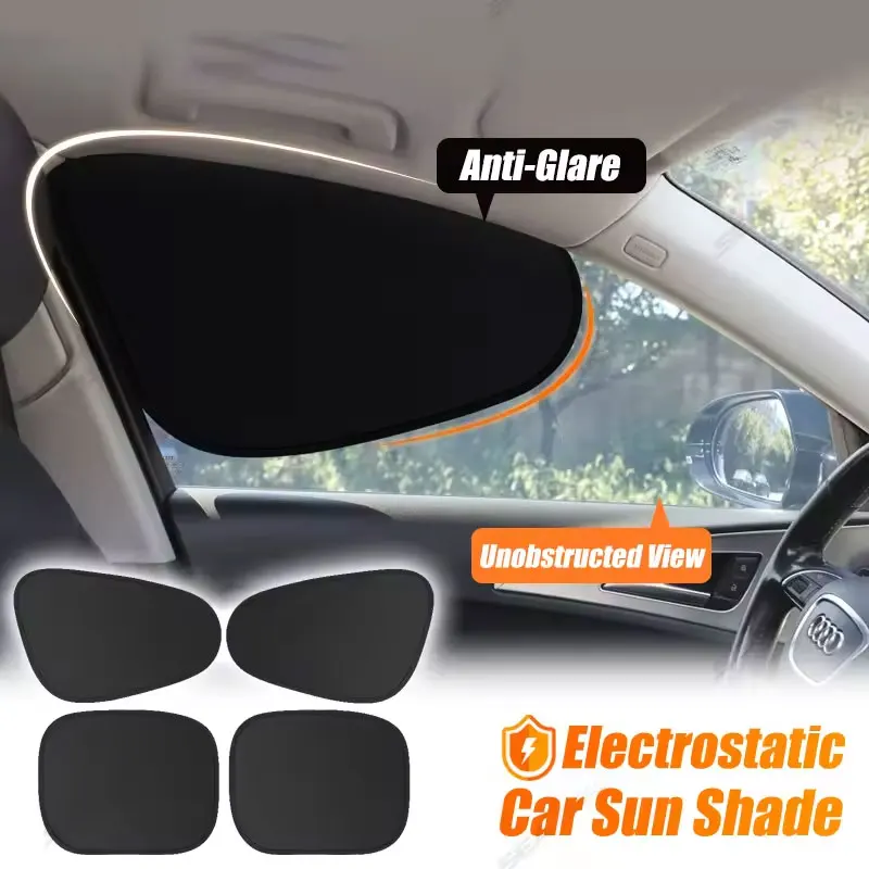 Summer Electrostatic Sun Visor for Car Side Window 4-Layer Sun Shade Curtains Anti-Glare UV-Blocker Auto Protection Cover