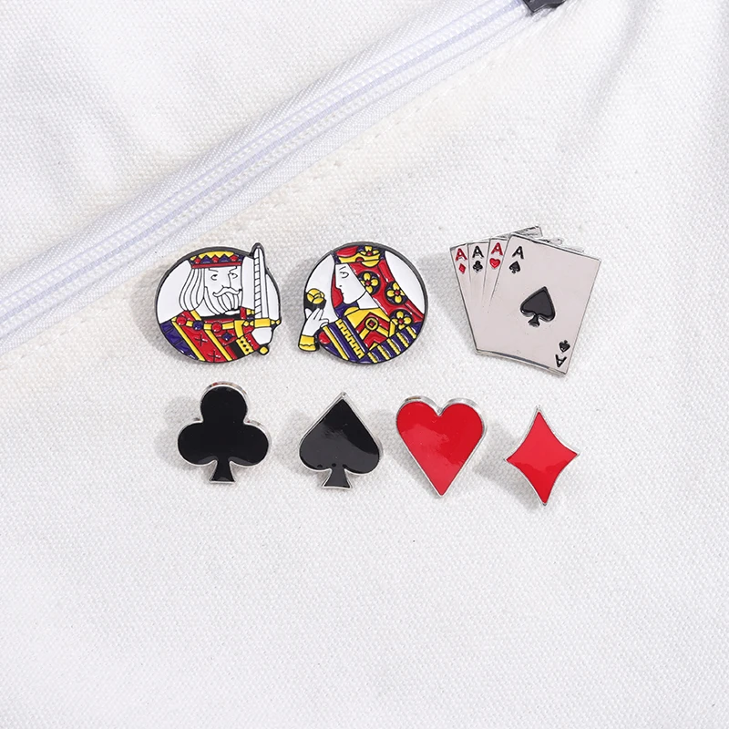 8 Broches Poker En Alliage - Cœur, Pique, Carreau, Trèfle - Accessoire Mode Pour Hommes Et Femmes