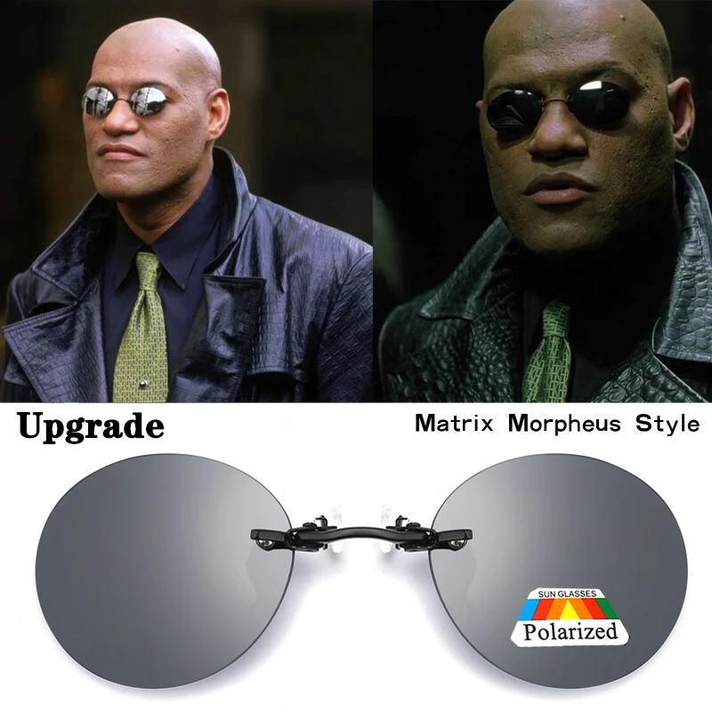 

Clip On Nose Sun Glasses Round Rimless Matrix Morpheus Polarized Sunglasses Mini Frameless Vintage Upgrade Eyeglasses Men UV400