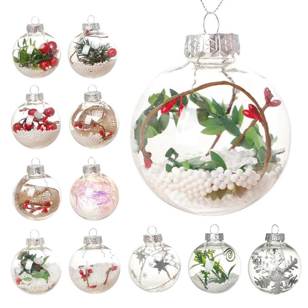 1Pc Round Christmas Clear Plastic Craft Fillable Ornaments Seamless Hollow  Ball for Indoor Outdoor Filling for Christmas Tree - AliExpress