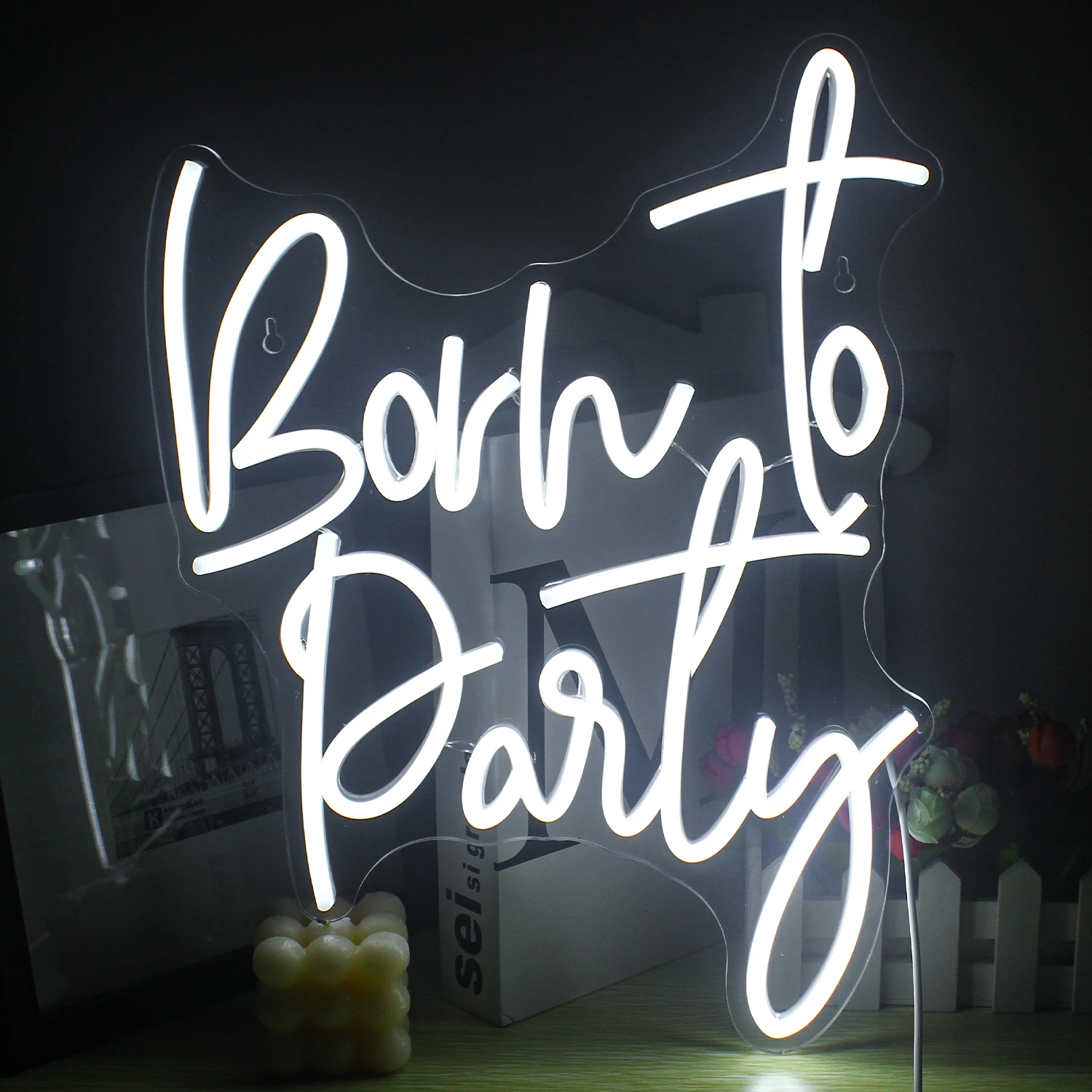 Description Picture 4 of itemParty Decoration Neon LED Sign USB powered Transparent Acrylic Back Panel For Wedding Bar Bedroom Festival Wall Decorative Light