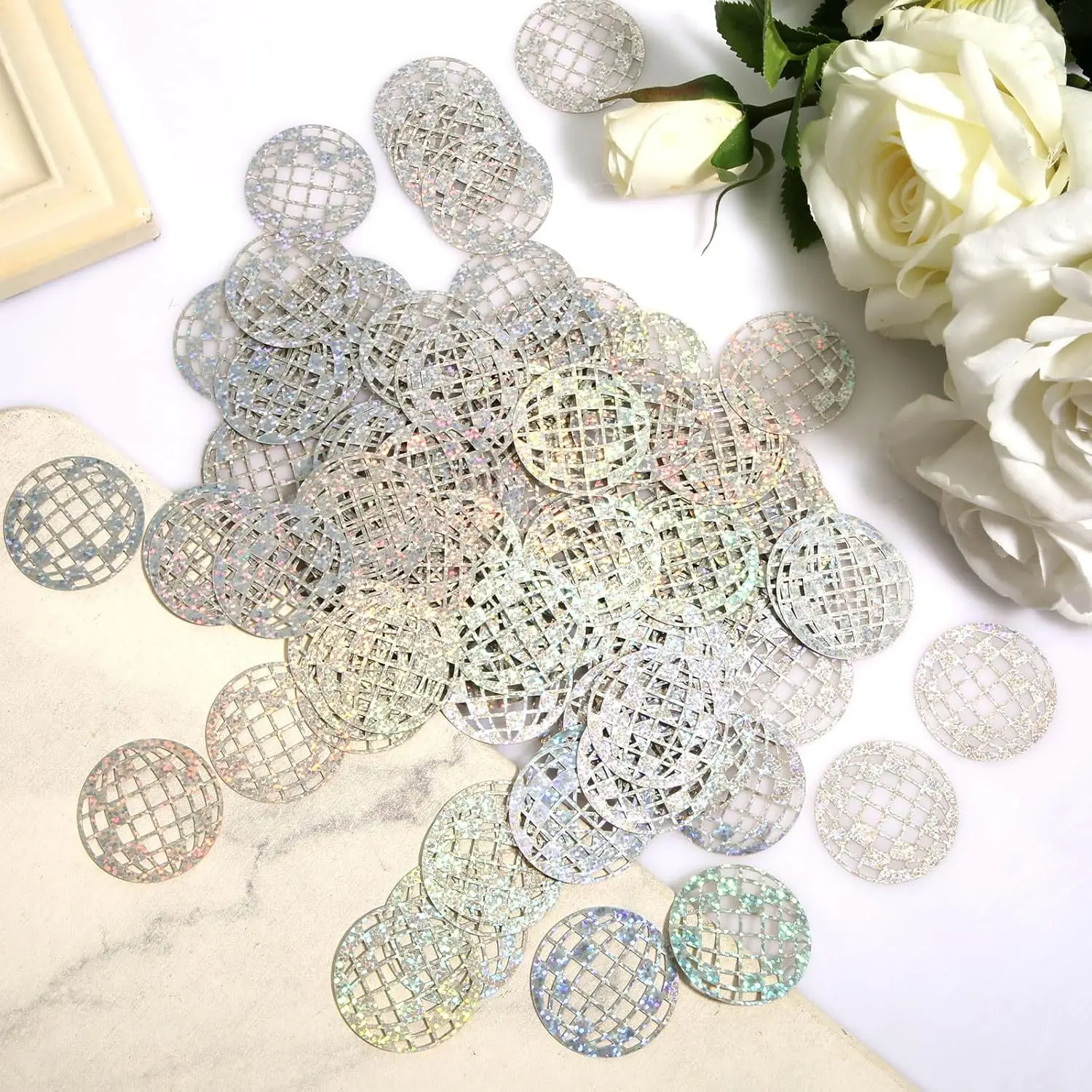 100pcs Disco Confetti, Disco Ball and Music Disco Party Decorations, Wedding, Birthday, Bachelor Party Table Decorations