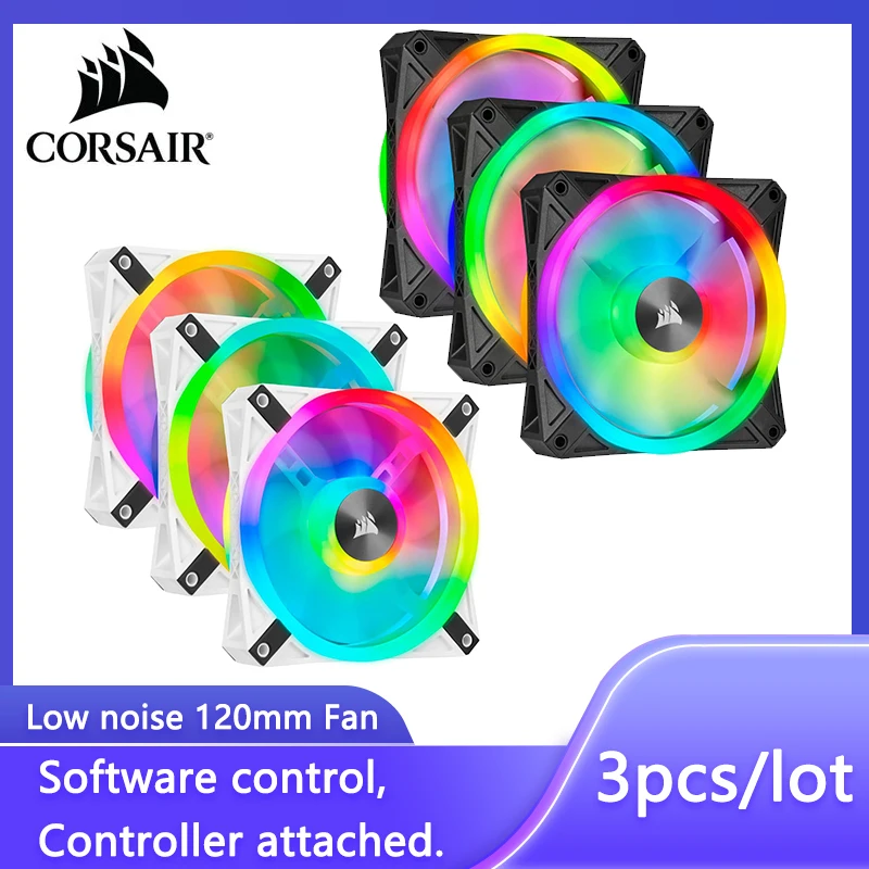 Corsair QL Series iCUE QL120 RGB 120mm RGB LED PWM Black White Fan