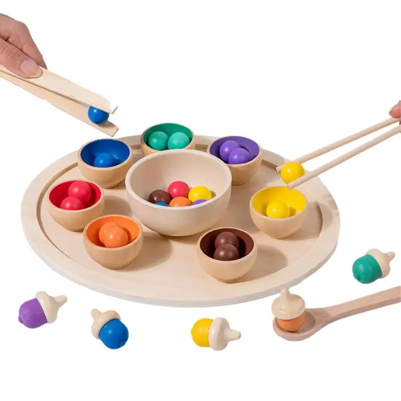 

Wooden Color Sorting Toy Children's Wooden Balls Sorting Toy Multi-Purpose Learning Toy For Outdoors Travel And School
