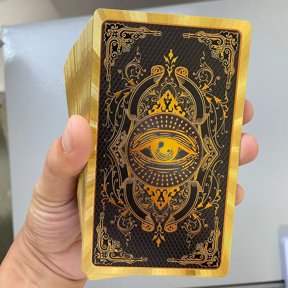 Spanish English Gold Tarot Waterproof with Two Guides 12x7cm
