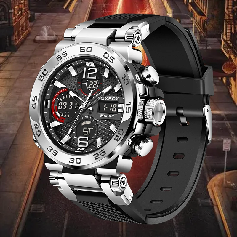 LIGE NEW Mens Watches Top Luxury Brand Sport Digital WristWatch Waterproof Dual Display Military Men Clock Relogio Masculino