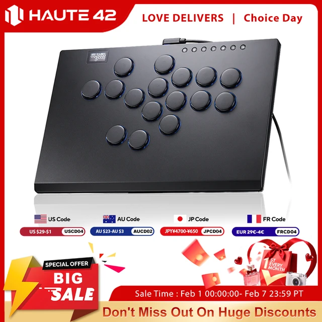 Haute42 Aluminium Alloy joystick Arcade Hitbox Leverless Controller Controle Arcade For PC/ Ps4 / ps5/Steam Fightstick Hitbox
