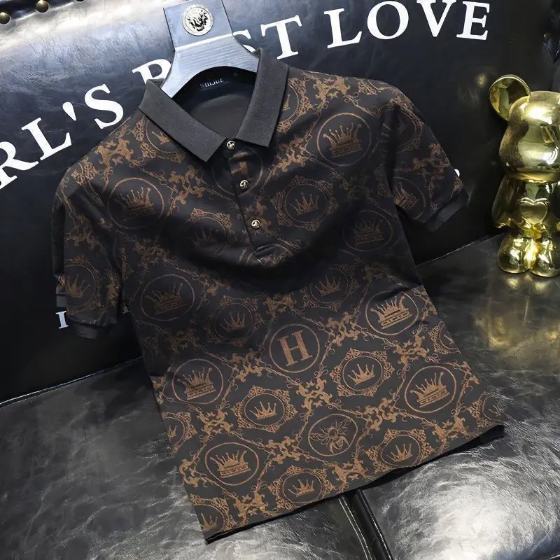 thumbnail image 1 of Camiseta para hombre, camiseta estampada, polo rock, color negro, con cuello, de alta calidad, de lujo, nueva, en camisetas y tops, estilo chic, talla XL, 1 of 4