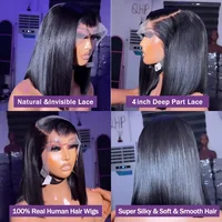 Perruques Courtes Bob en Cheveux Humains Vietnamiens 100% Naturels, Perruque Frontale en Dentelle HD 5x5 13x4, Densité 200%, Perruques Droites en Dentelle HD pour Femmes 4