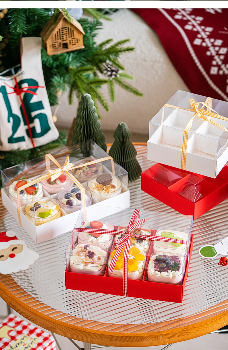 Clear Dessert Packaging Box with Handle – 4/6/9 Grid Transparent Mousse Cup Holder, Por... - SKU TCCB1545 - UGI Packaging