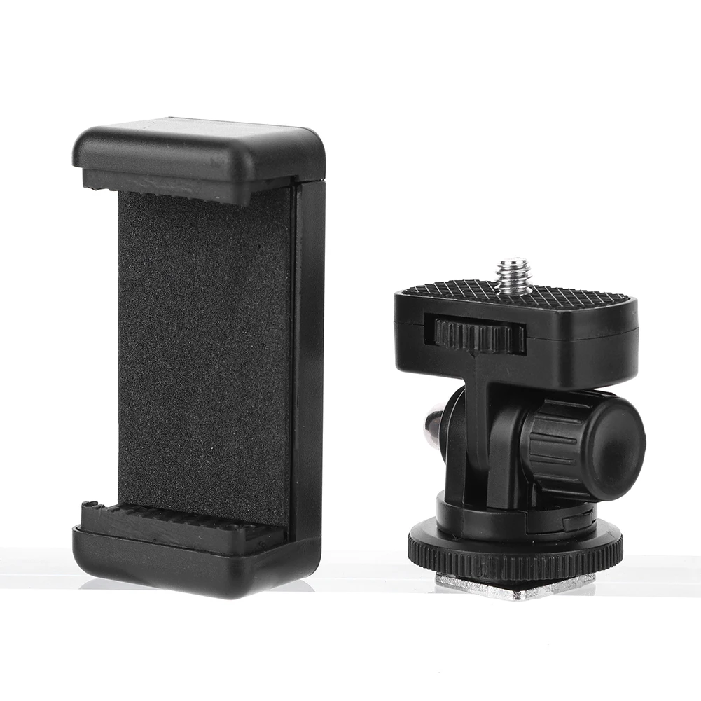 Phone Tripod Holder Clip with Cold Shoe Mount RotateAdjustable Clamp Holder for iPhone Samsung for Canon Nikon Sony DSLR Camera
