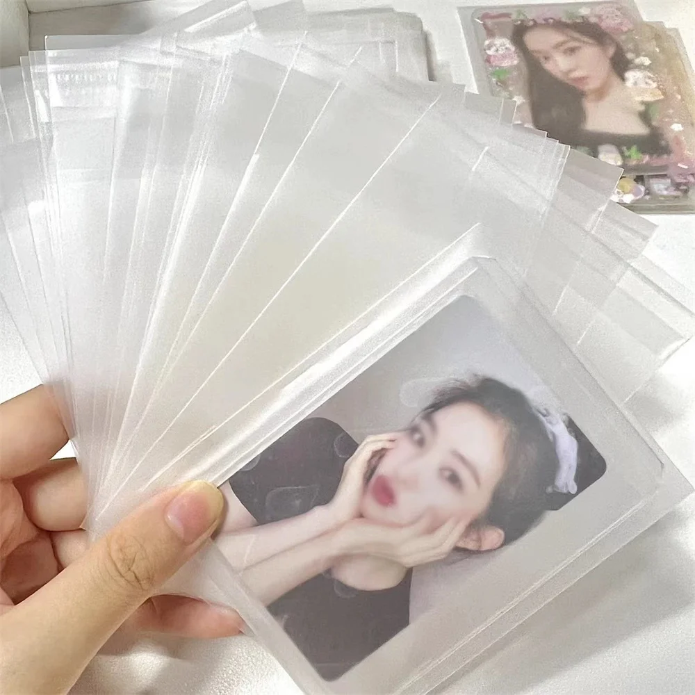 100pcs Clear Photocard Sleeves Frosted Opp Plastic Bag Self-adhesive Idol Card Protector Bags Jewelry Beads Gift Packing Bags card protector idol card protector photo card holder self sealing opp bag